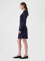 Mockneck Rib Mini Sweater Dress