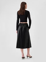 Vegan Leather Midi Skirt