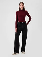Modern Rib Cropped Mockneck Shirt