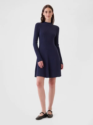 Mockneck Rib Mini Sweater Dress