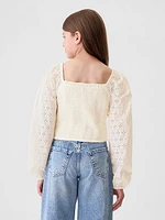 Kids Cropped Puff-Sleeve Shirt