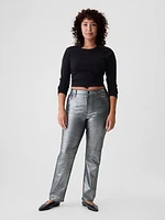 High Rise Metallic '90s Straight Jeans