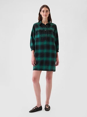 Flannel Utility Mini Shirtdress