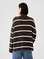 Oversized Split-Hem Mockneck Sweater