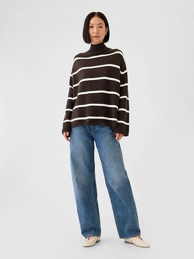 Oversized Split-Hem Mockneck Sweater