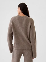 CashSoft Shaker-Stitch Crewneck Sweater