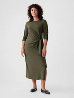 Modern Rib Tie-Knot Midi Dress