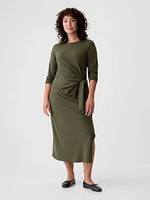 Modern Rib Tie-Knot Midi Dress