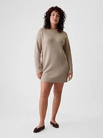 CashSoft Shaker-Stitch Mini Sweater Dress