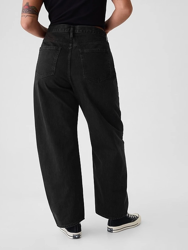 High Rise Crossover Barrel Jeans
