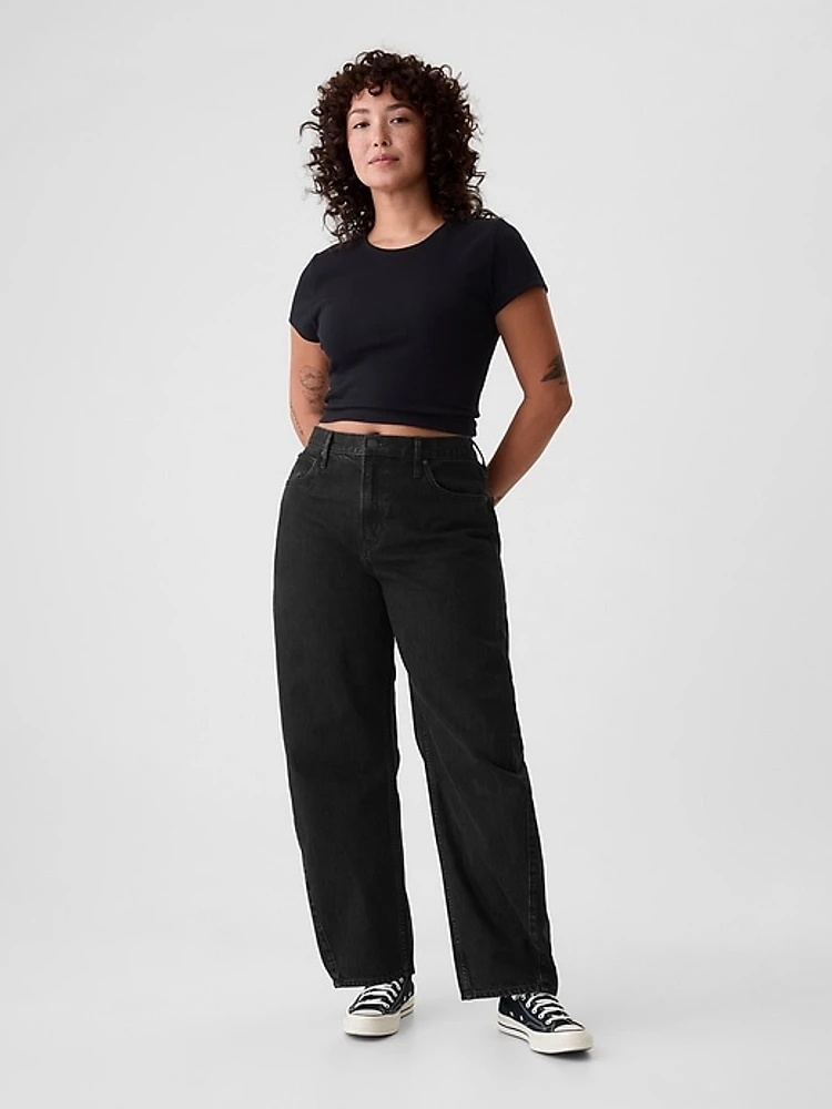 High Rise Crossover Barrel Jeans