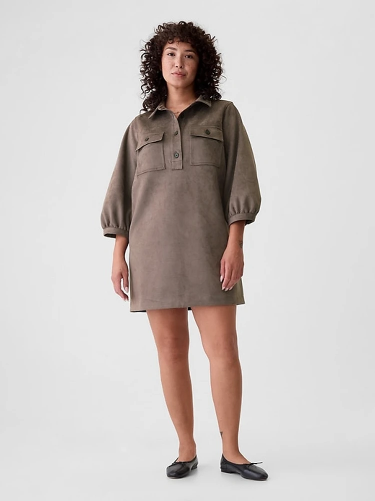 Vegan Suede Shift Mini Dress