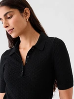 Pointelle Polo Sweater