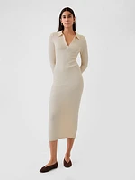 CashSoft Rib Midi Polo Sweater Dress