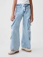 Kids Mid Rise Double Cargo Baggy Jeans