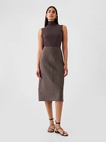 Vegan Suede Midi Skirt