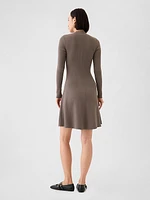 Mockneck Rib Mini Sweater Dress