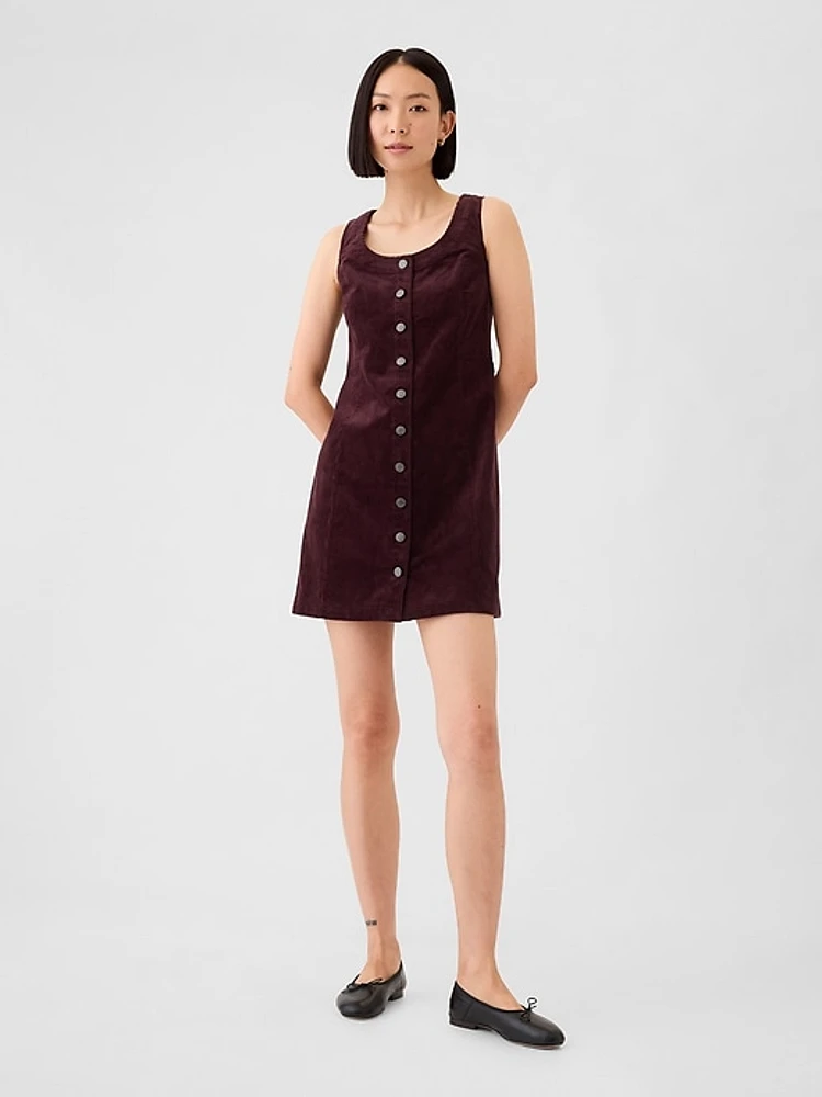 Corduroy Button Mini Dress