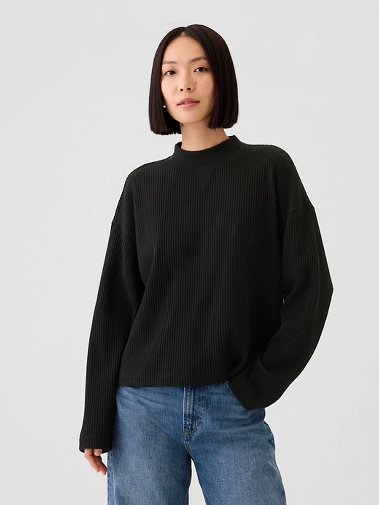 Oversized Mockneck Waffle T-Shirt