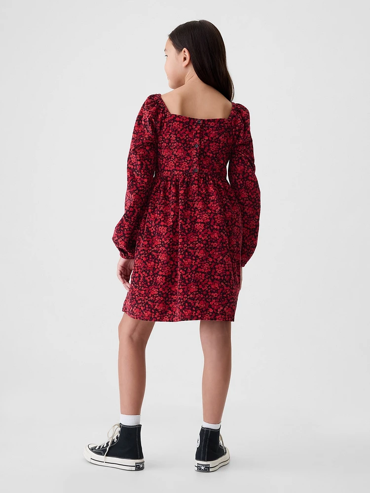 Kids Puff-Sleeve Corduroy Dress