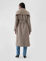 Belted Double-Faced Wool Scarf Coat