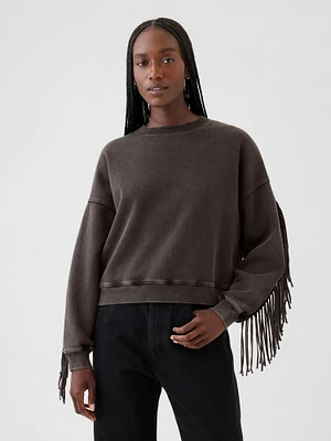 Vintage Soft Wedge Crewneck Fringe Sweatshirt