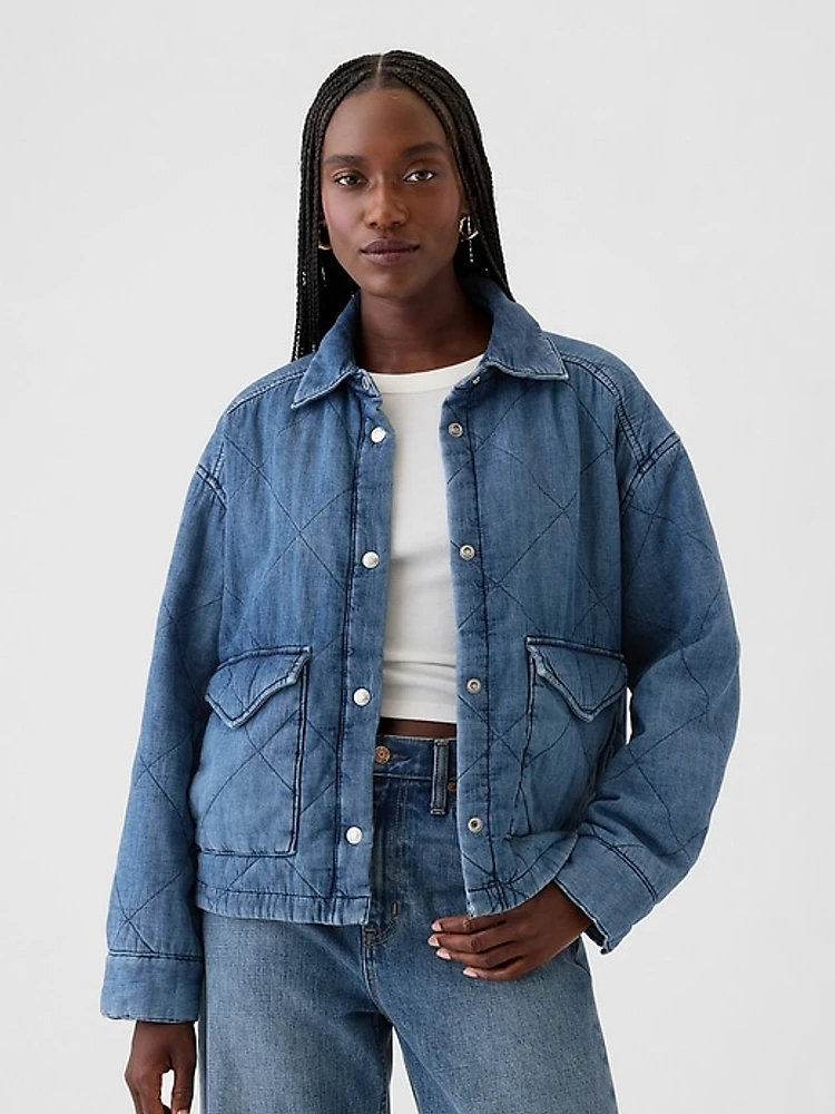 Quilted Denim Shirt Jacket