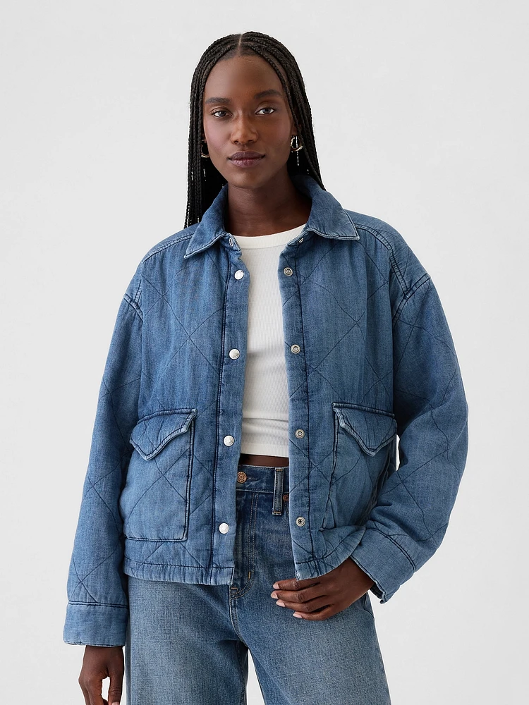 Quilted Denim Shirt Jacket