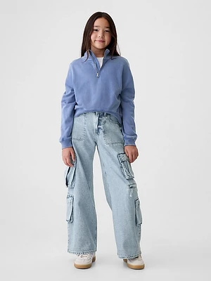 Kids Mid Rise Double Cargo Baggy Jeans