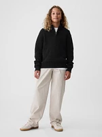 Kids Shaker-Stitch Quarter-Zip Sweater