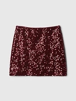 Kids Sequin Velvet Mini Skirt