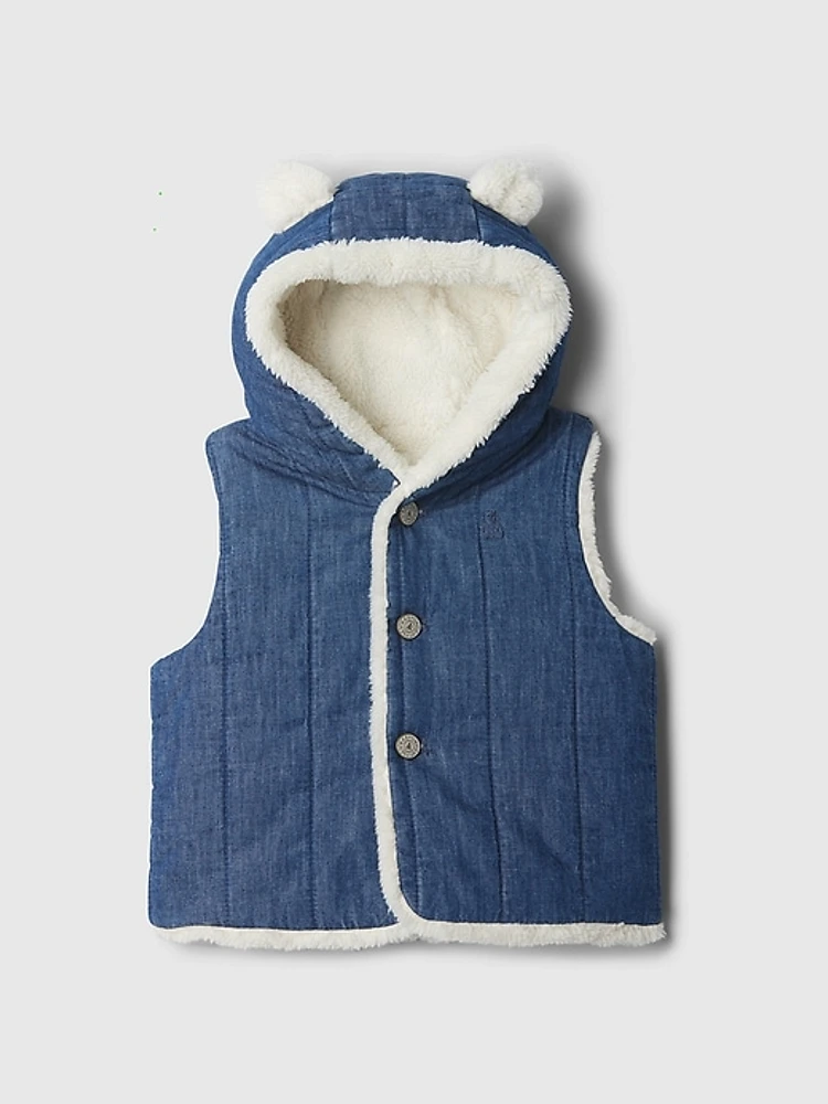 Baby Cozy Quilted Denim Bear Vest