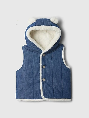 Baby Cozy Quilted Denim Bear Vest