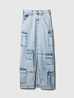 Denim Cargo Maxi Skirt