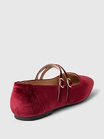 Velvet Double-Strap Mary Jane Flats