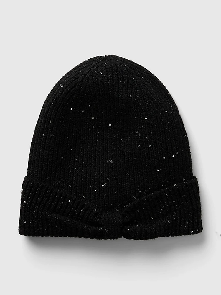 Kids Sparkle Bow Beanie