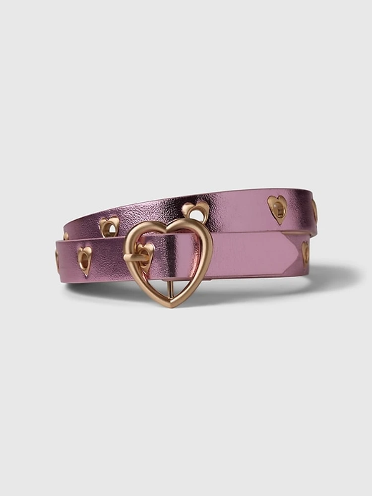 Kids Metallic Heart Belt