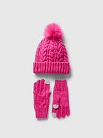 Kids Cable-Knit Beanie and Glove Set