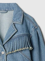 Kids Fringe Western Denim Jacket