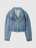 Kids Fringe Western Denim Jacket