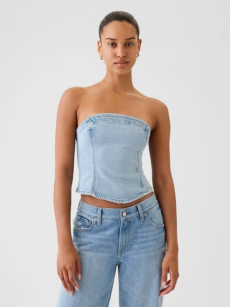 Strapless Denim Cropped Top