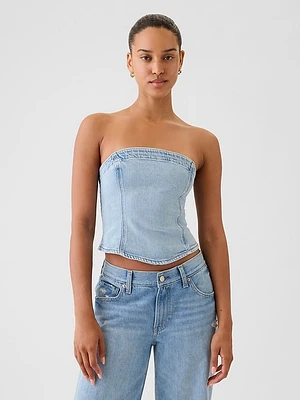 Strapless Denim Cropped Top