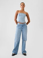 Strapless Denim Cropped Top