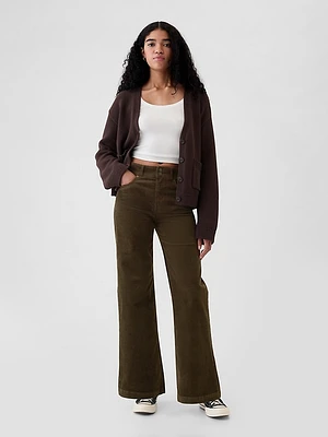 High Rise Corduroy Stride Wide-Leg Pants