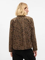 Leopard Denim Chore Jacket