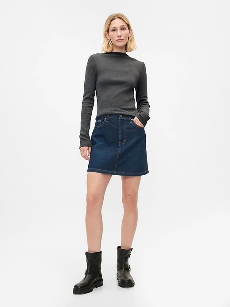Modern Rib Funnel-Neck T-Shirt
