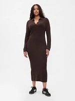 CashSoft Rib Midi Polo Sweater Dress