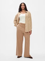 Wide-Leg Seamed Pull-On Pants