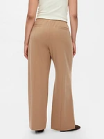 Wide-Leg Seamed Pull-On Pants