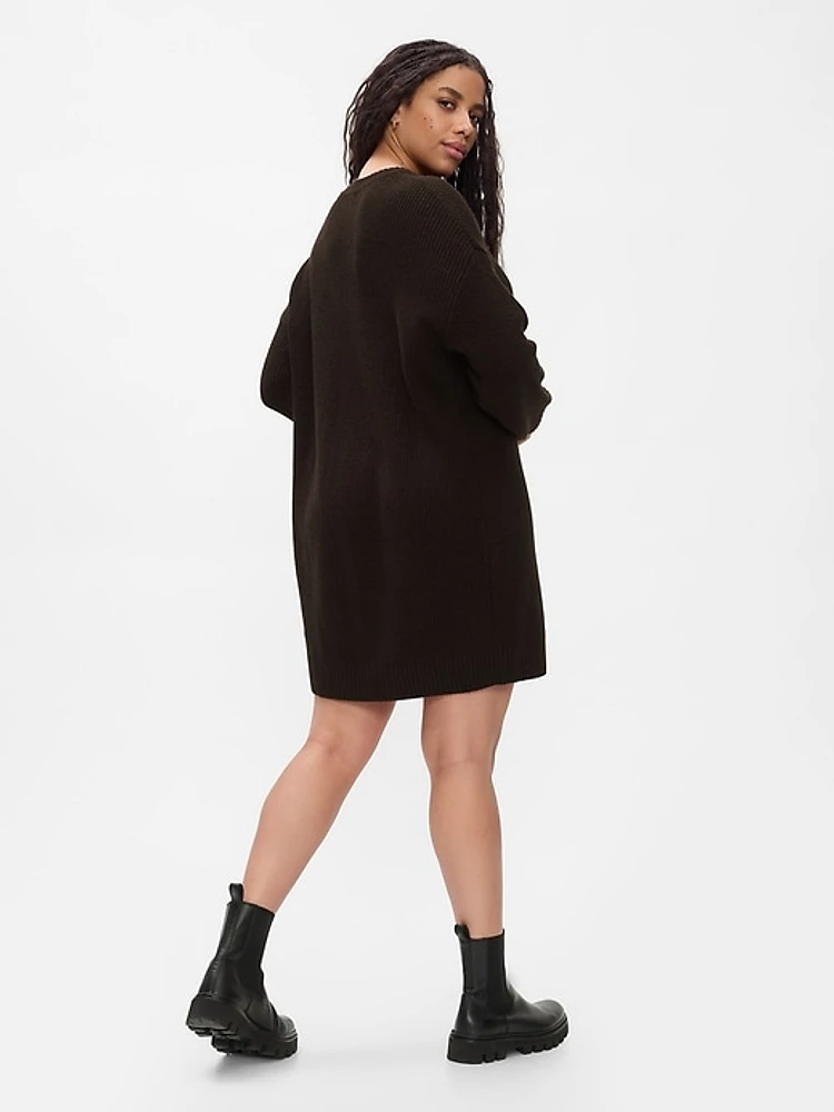 CashSoft Shaker-Stitch Mini Sweater Dress